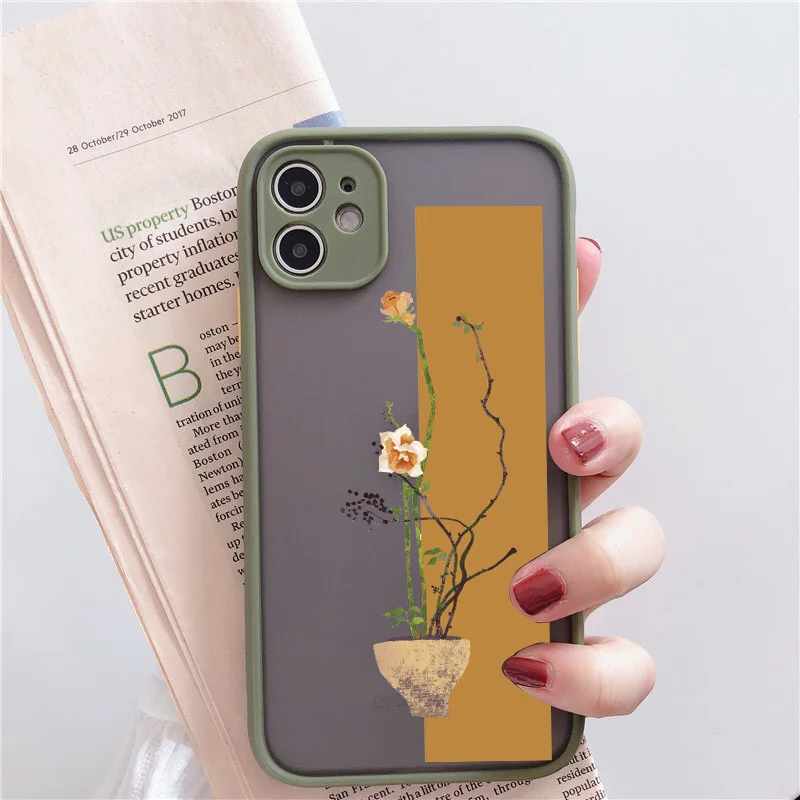 Art Retro Per Iphone 11 12 15 Pro Max Grace Leaf Flower Custodia Per Telefono Per Iphone 13 Mini 14 Pro Max Xr X Xs 7 8 Plus Cover Posteriore