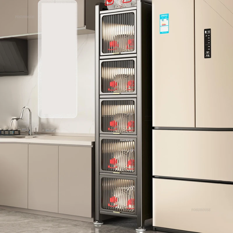 Floor-standing Narrow Storage Cabinet Small Apartment Kitchen Cabinet Home Furniture Multilayer Kitchen Against The Wall Cabinet 3