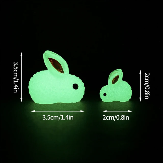 10/5 db Fényes Nyúl Gyanta Mikrolandscape Miniatiti Kreatív Állatok Dísz Ragyogás Sötét Kerti Szobor Kiegészítőkben - Image 5