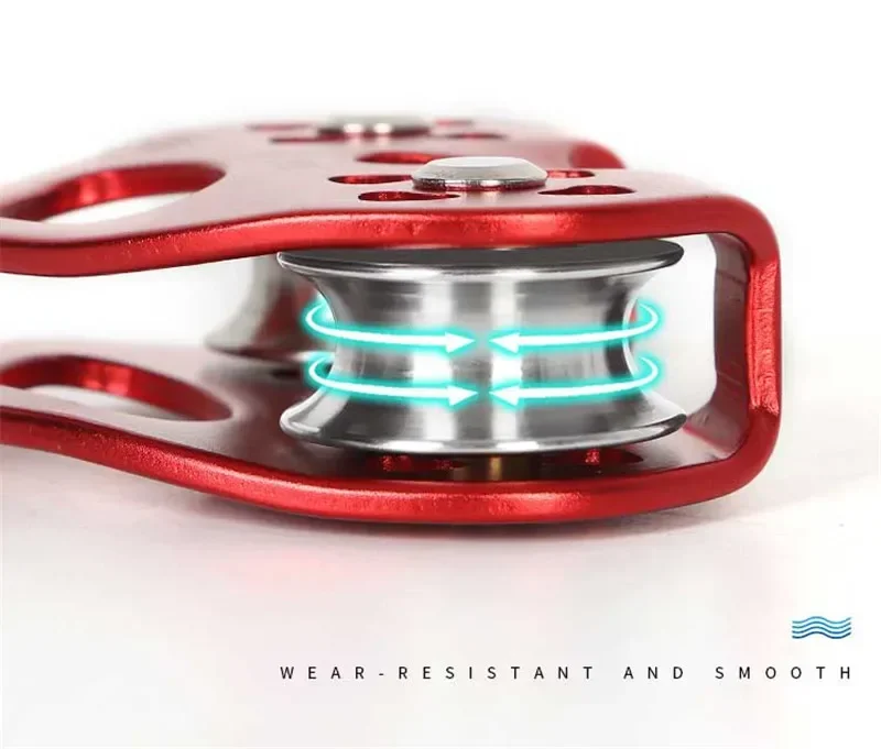 Biaxial Double Shafe Load Bearing Double Aluminum Shell Stainless Steel Pulley Crossing RopeTransport Lifting Wheel 5
