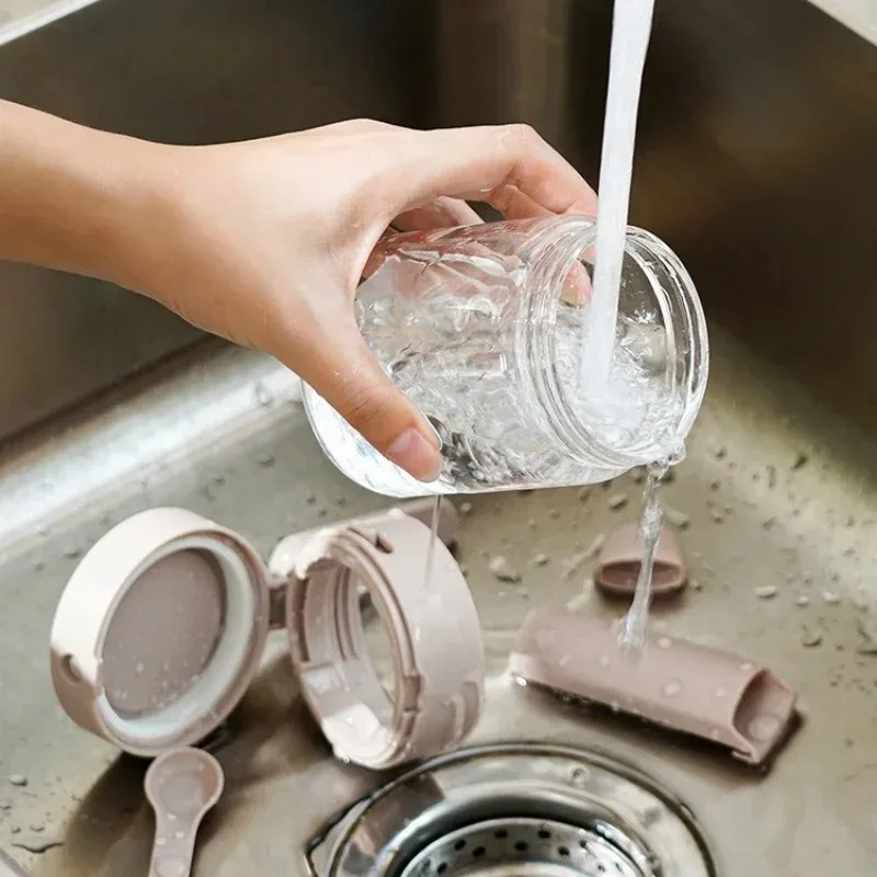 Glass Seasoning Jar with Separating Spoon for Home Kitchen