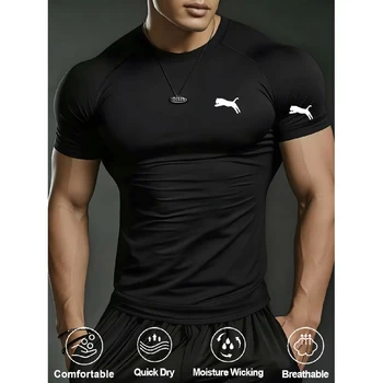 T-Shirt Estiva a Maniche Corte da Uomo, Maglia Compressiva per Corsa, Asciugatura Rapida, Palestra, Jogging, Sport, Rashguard