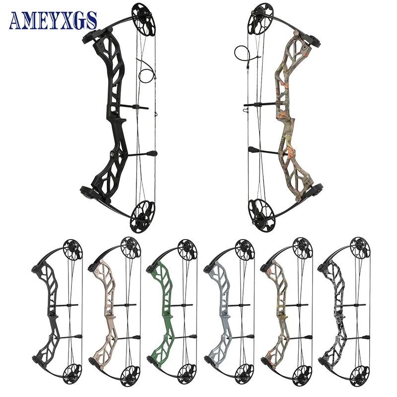 

Archery Compound Bow 19-70lbs Adjustable 75% 320fps Aluminum Alloy Riser Dual Cam Right Hand Shooting Hunting Accessories