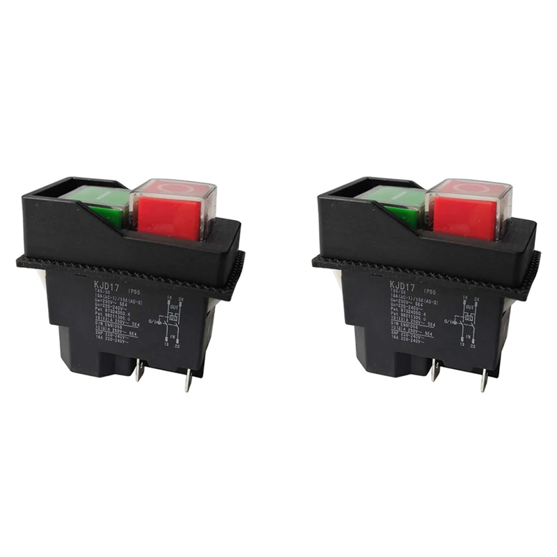 2X Interruttori Elettromagnetici Interruttori A Pulsante Per Attrezzi Da Giardino Kjd17 220V Terminali A 4 Pin