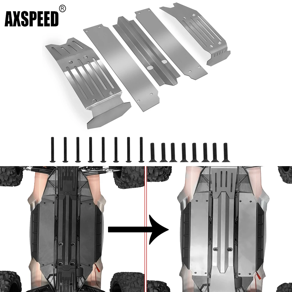 

AXSPEED Metal Steel Chassis Armor Protector Skid Plate For 1/5 RC Buggy X-MAXX Truck Upgrade Parts