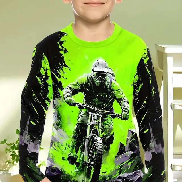 Children's Clothing Boys Tshirt Long Sleeve 3D Fashionable Dirt Bike Graphic Kids All Season Clothes Casual Daily Pullover Tops