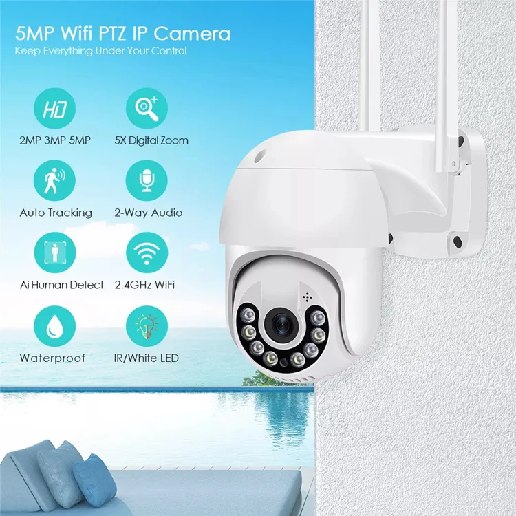 

8MP 4K PTZ Camera IP Outdoor WiFi Camera HD H.265 Wireless Surveillance Security CCTV AI Tracking P2P iCsee