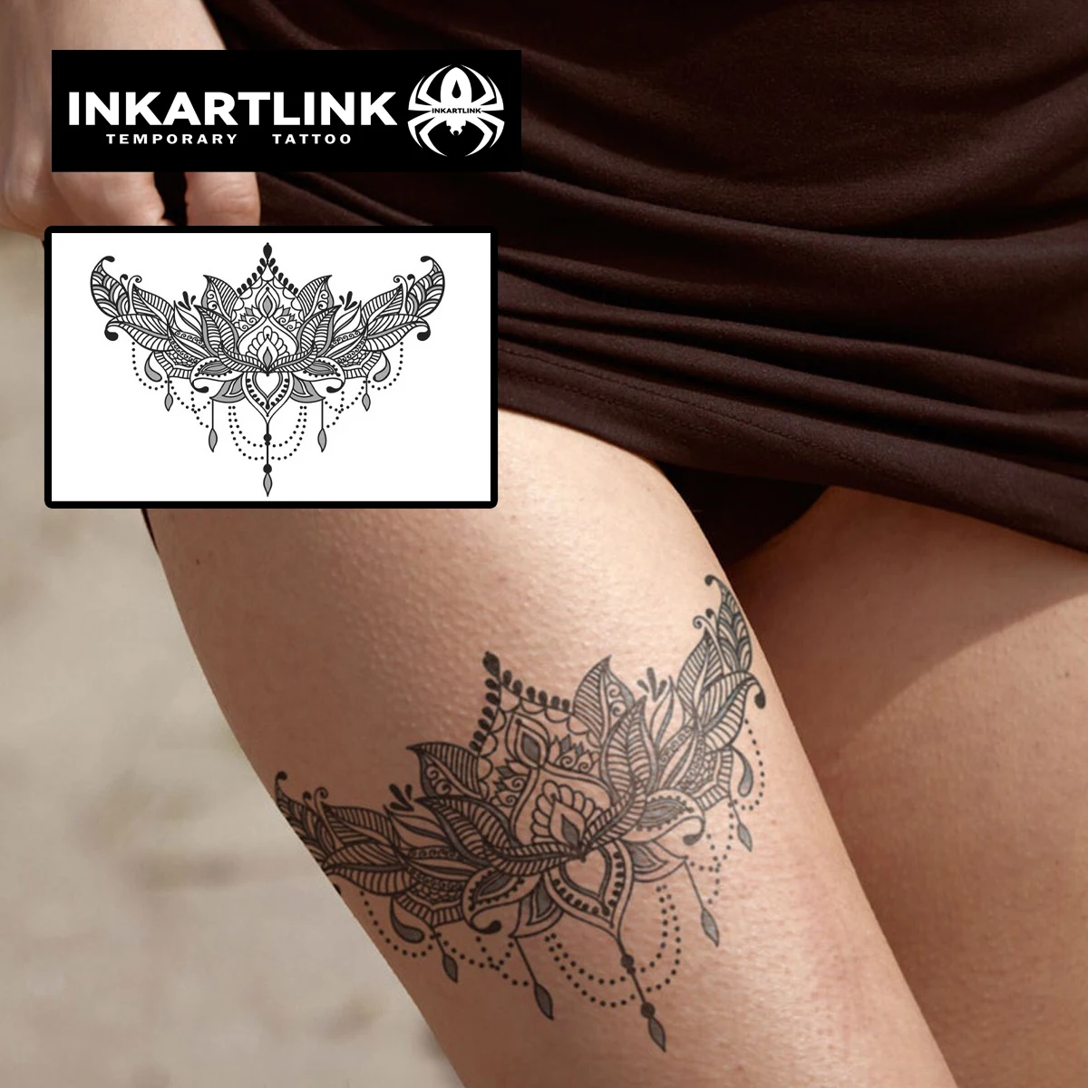 Haina Lotus Temporary Tattoo,Lasts To 15 Days New Technology Magic Waterproof Semi Permanent Sticker. 2