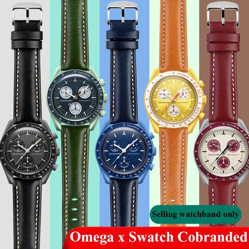 

Quick release Genuine Leather Watchband for For Omega X Swatch Planetary Joint MoonSwatch Men Women Watch Strap Bracelet 18 20mm