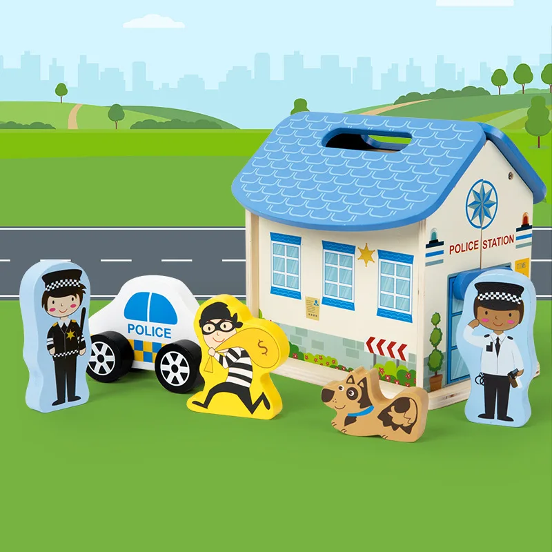 Children Fun Simulation Farm Fire Police Scene Town Theme Puzzle Creative Diy Handmade Play House Interactive Toys For Boy Girls