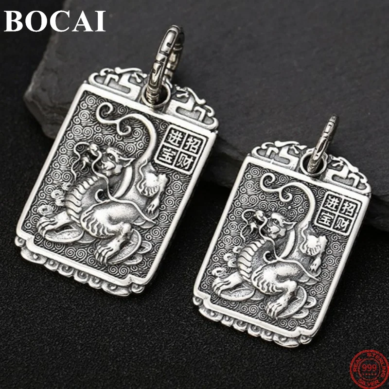 

BOCAI S925 Sterling Silver Pendants for Men Women Personality Fashion Auspicious Cloud Dragon Amulet Jewelry Free Shipping