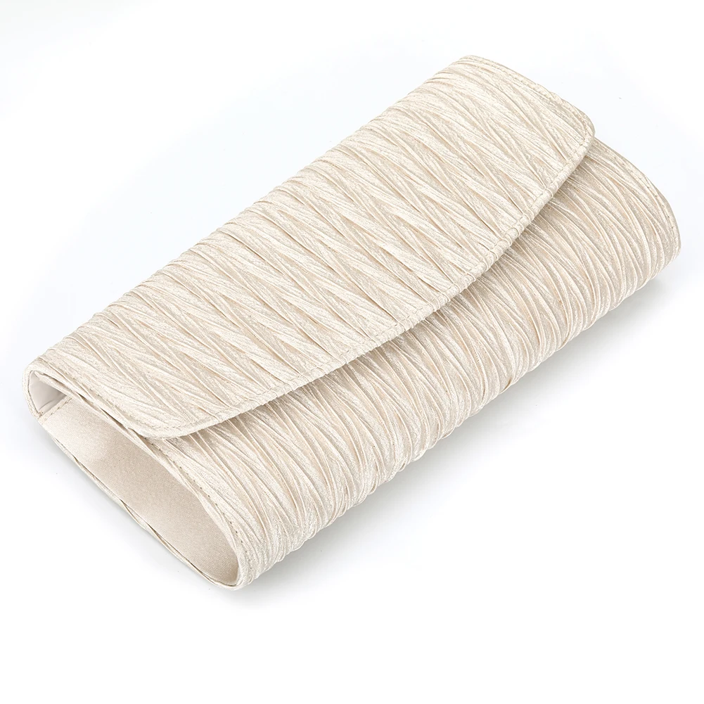 Women's Satin Pleated Dinner Bag Pies Hold a Bridal Sash Handbag