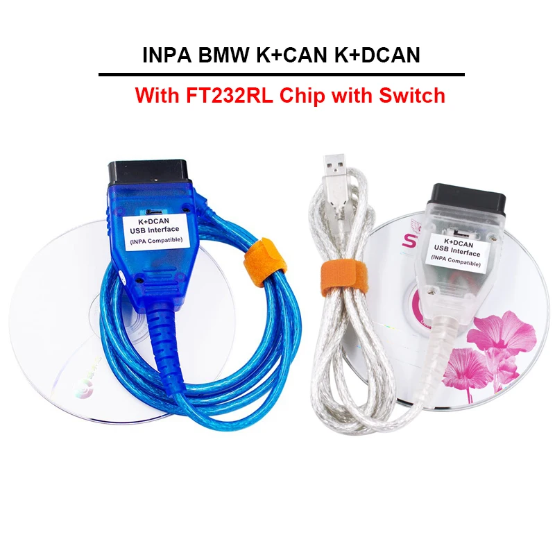 BMW INPA Ediabas K + DCAN 스캐너용 OBD2 인터페이스 USB 케이블, 휴대용 드라이버 프로그램, 자동차 커넥터 코드 진단 도구, FT232RL