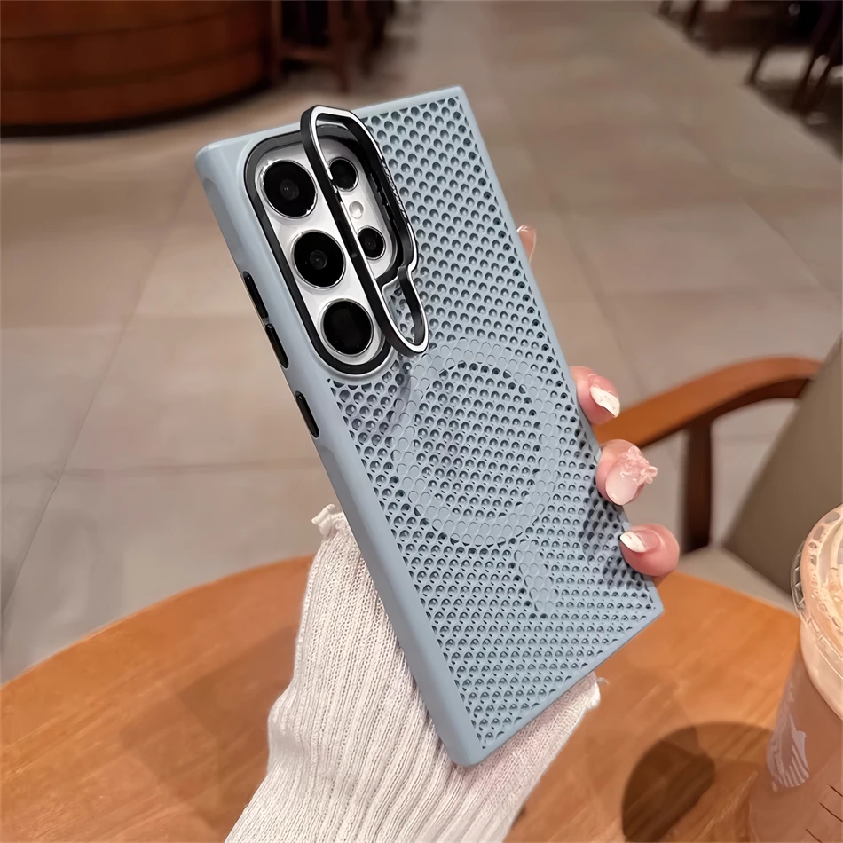 Luxury Breathable Mesh Magnetic Stand Cooling Shockproof Holder Case