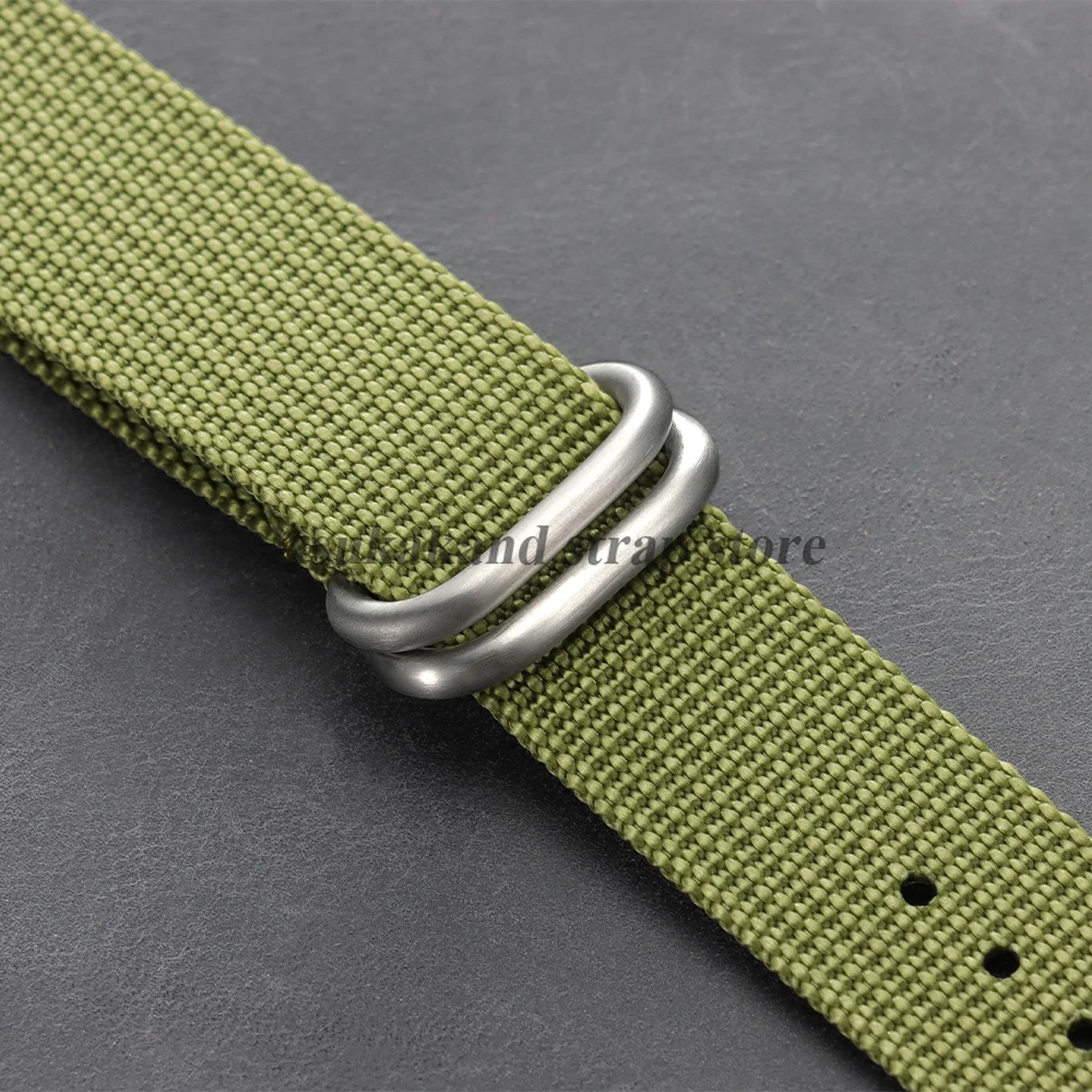 Ribbed Nylon Watch Band - Soft & Comfortable Straps in Black & Green