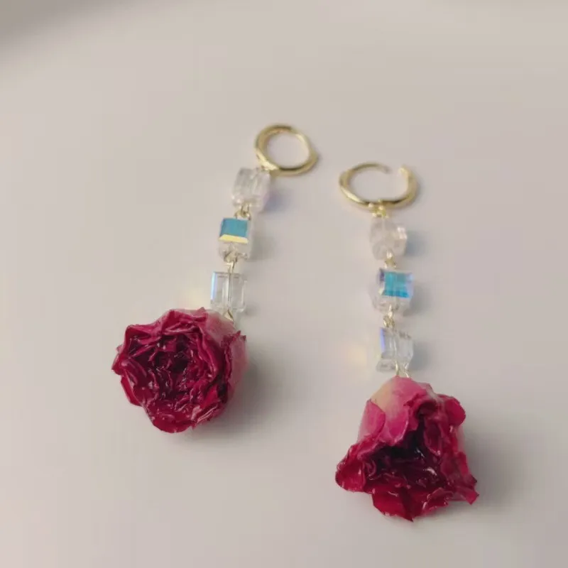 Red Rose Epoxy Resin Earrings Image 10