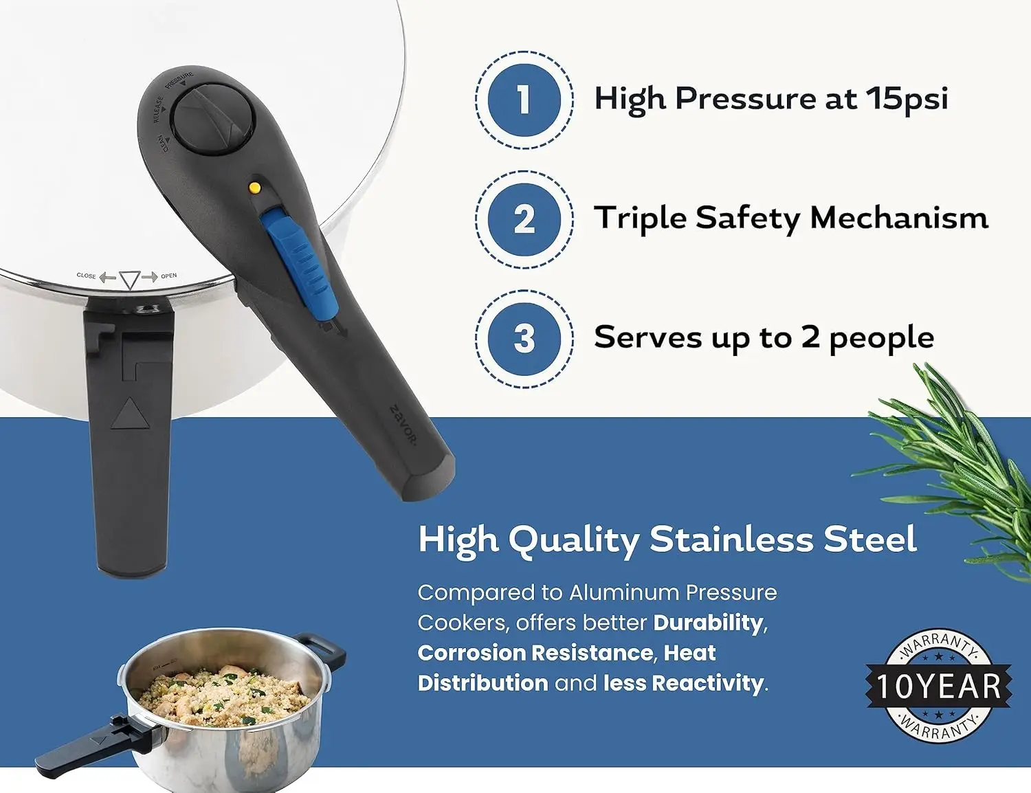 ZPot 4.2 Quart 15-PSI Pressure Cooker-Polished Stainless Steel