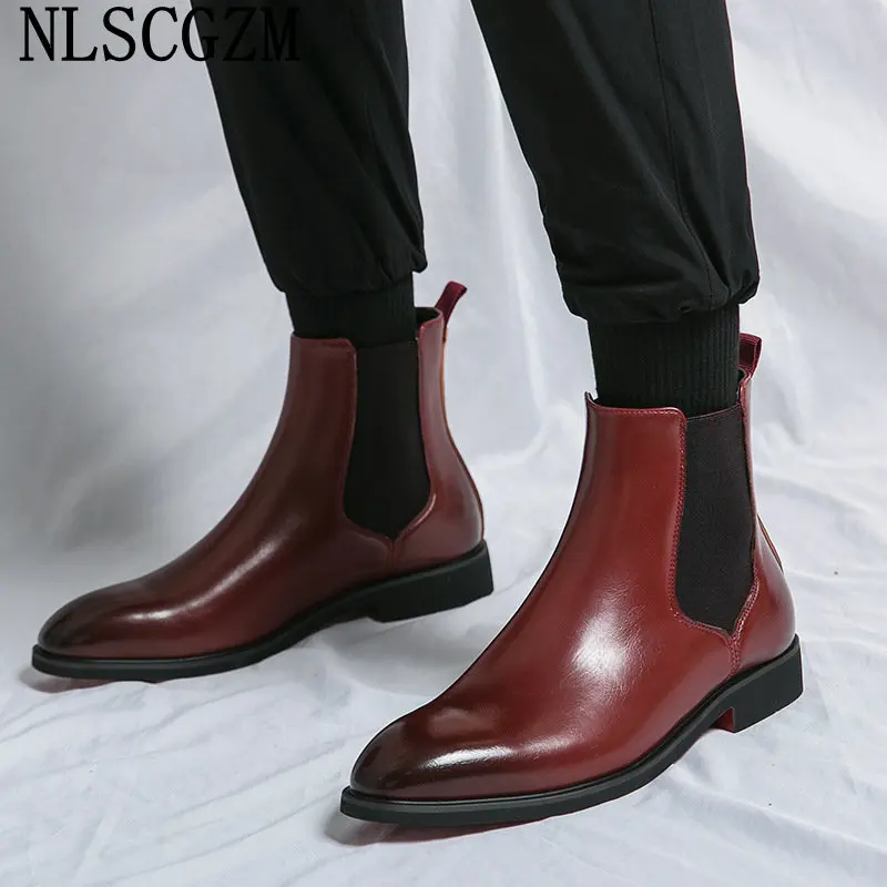 

Chelsea Boots Men Leather Shoes for Men Ankle Boots Casual Shoes for Men Black Boots Stivali Werkschoenen обувь мужская зимняя
