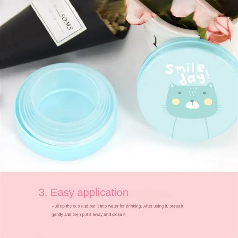 120ml Portable Folding Cups With Lid Silicone Retractable Drinking Cup Cute Children Travel Outdoor Water Cup Mouthwash
