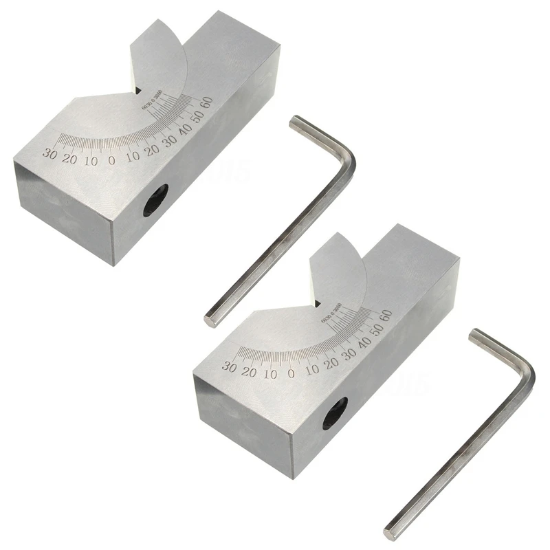 

Promotion! 2X 75X25x32mm Precision Mini Adjustable Angle V Block Milling 0 Degree To 60 Degree