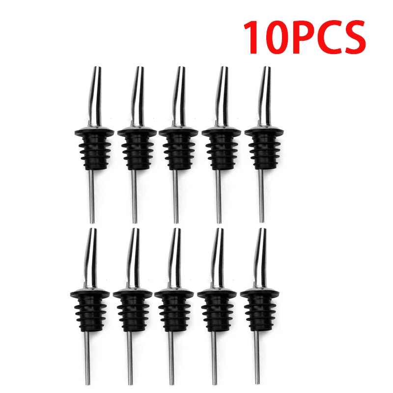 Bottle Nozzle Pourer, Bottle Pourer 10 Pack Stainless Steel Classic Bottle Pourers Tapered Spout Liquor Pourers Flow Wine Bottle Pour Spout Stopper Bar Accessories