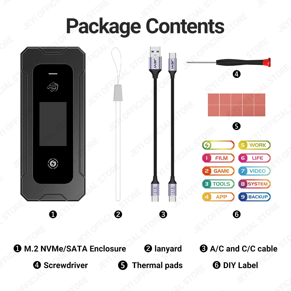 Enclosure, USB 3.2, 10 Modos Set, Suporte