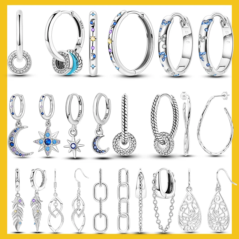 925 Silver Star Butterfly Heart Tassels Hoop Earrings Engagement Wedding Jewelry for Women silver hoop earrings silver earrings heart hoop earrings heart earrings hoop earrings womens earrings