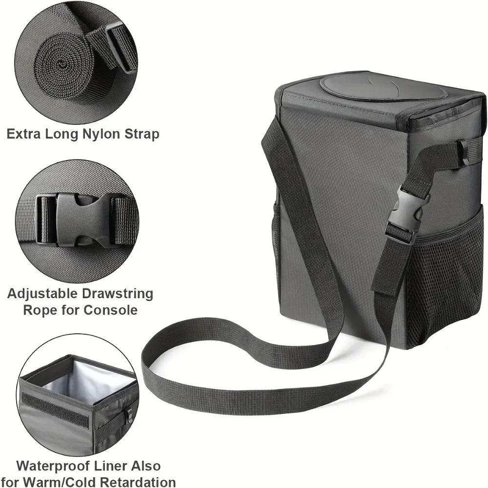 Collapsible Car Garbage Can-360&deg; Rotating Trash Holder with Mesh Storage Pockets, Universal Fit for SUV/Truck/Car Cleaning
