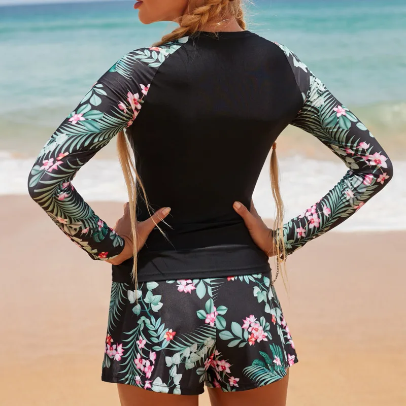 Women Swimsuit Women Two Piece Sets Women's Swimsuit Tankini Set Female Long Sleeves Swimwear 2025 Surfing Sports Pool Beachwear Two-Piece Bathing Suits Shorts