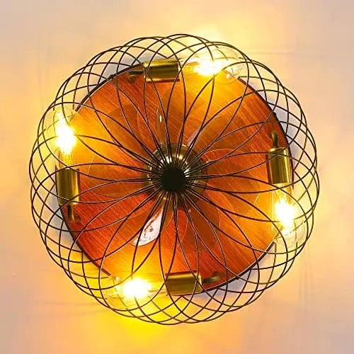 

White Small Ceiling Fan With Light Remote Control, Coming With 5 E26 Warm Color Bulb, Low Profile Ceiling Fan With Light, Ceilin