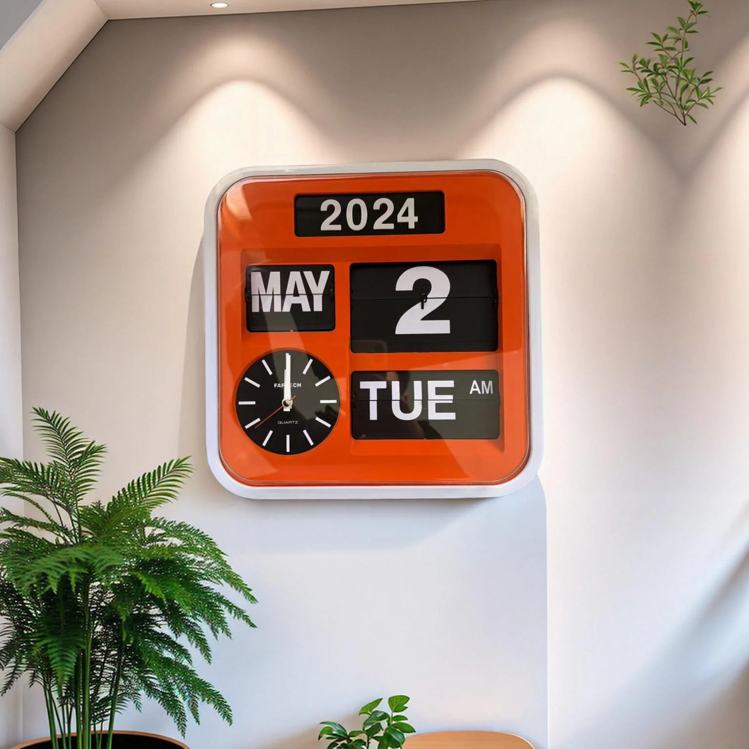 Fartech wall flip clock 32cm Large Auto Calendar Flip Clock Vintage Extra Large Luxury Wall Clock Retro Flip Clocks Wall Watches 4