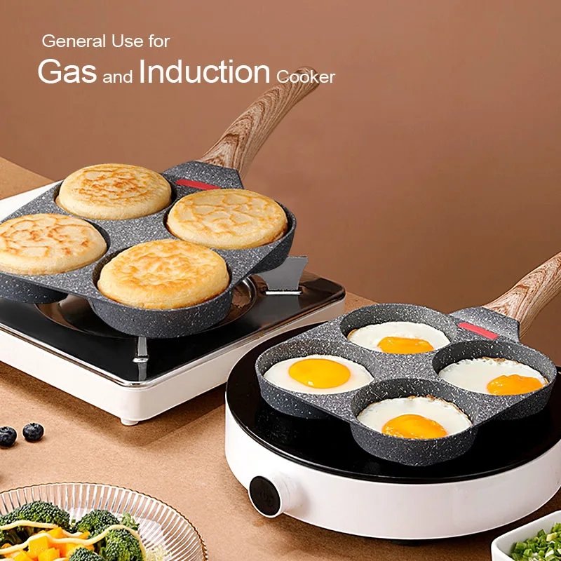 BOBIKUKE 4 Eggs Frying Pan Pot Non-Stick Cookware For Kitchen Egg