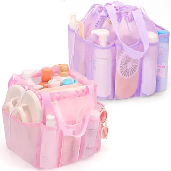 Portaoggetti da doccia in rete portatile con coulisse Elementi essenziali per la stanza del dormitorio per studenti universitari Borsa da doccia per ragazze per il nuoto in campeggio 1