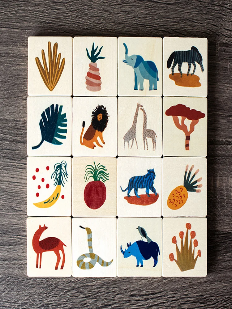Wooden Memory Matching Game - 32 Piece Educational Toy Set