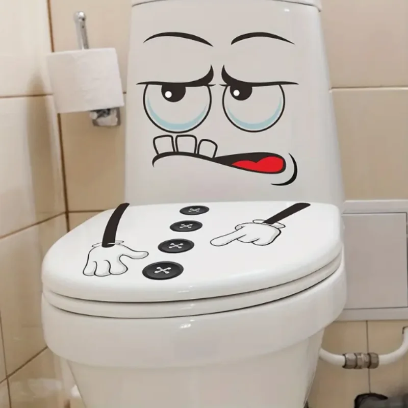 Toilet Seat Stickers Toilet Wall Stickers Toilet Stickers Vinyl Stickers 1pc Funny Expression Pattern Toilet Lid Decal Decoration Waterproof PVC Sticker