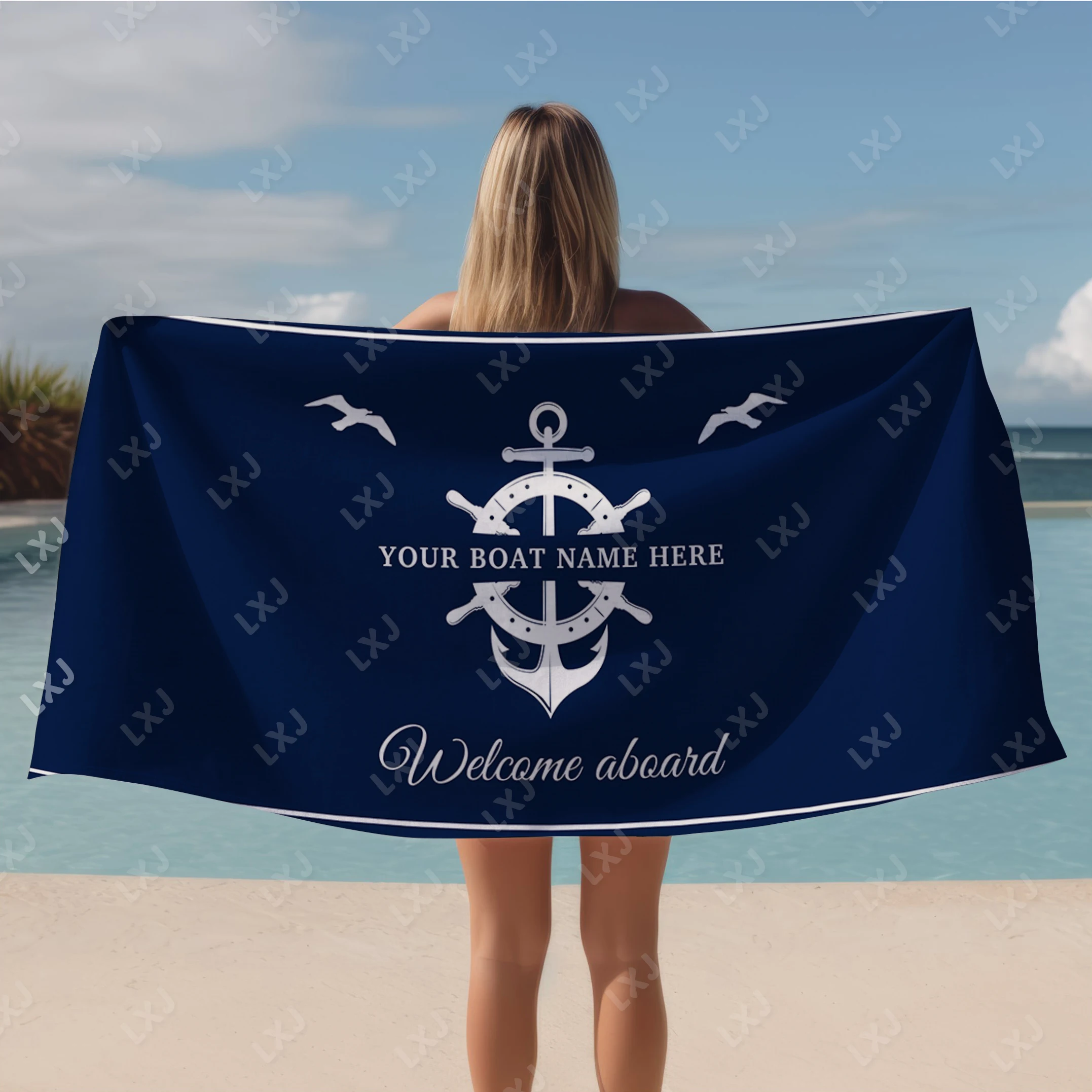 Beach Towels Personalized Name Quick Dry Sand Free Large Soft Lightweight Bath Towel for Adults Kids Travel Pool Beach