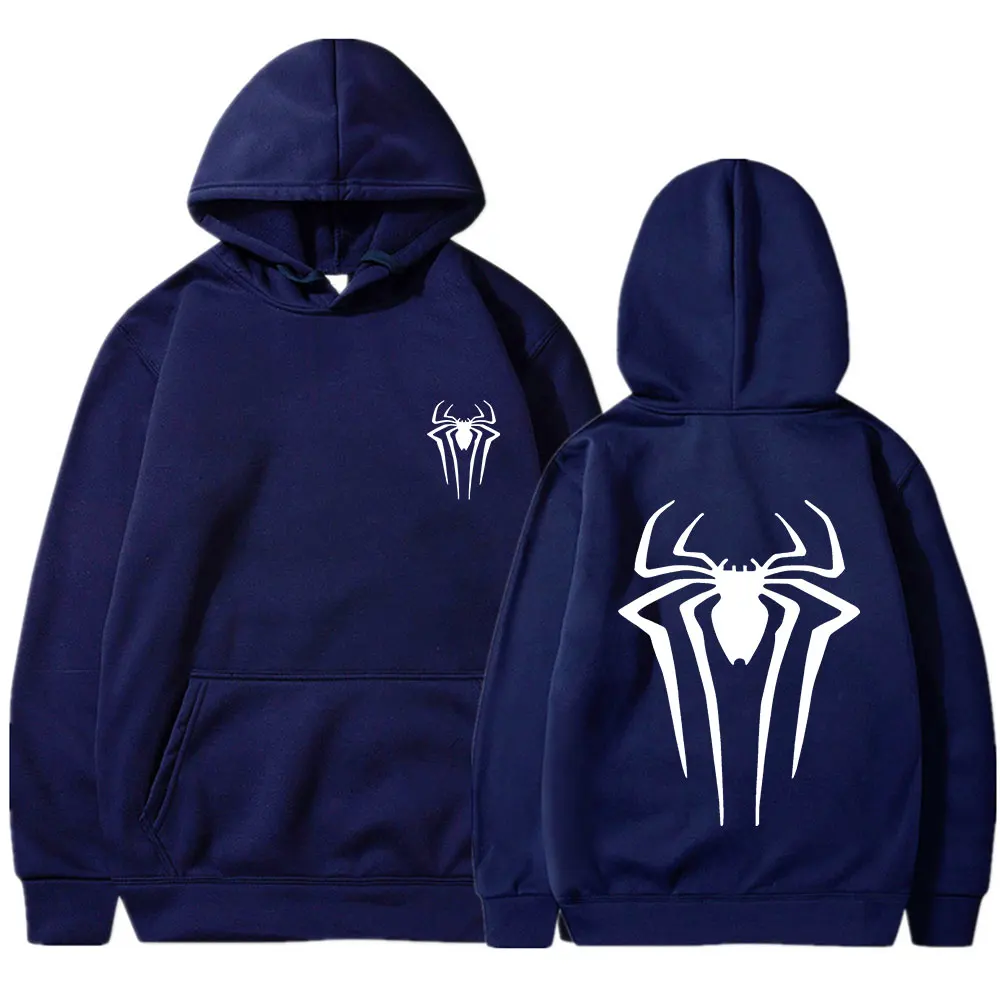 Mens Y2K Spider Print Hoodies Streetwear Loose Hip Hop Quirky Punk Hooded Sweatshirt Fashion Couple Men Women Sports Sweater