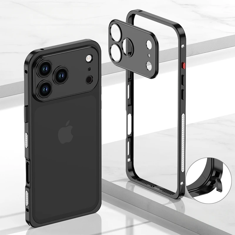 Premium Metal Alloy Shockproof Phone Case with Silicone Lining and Lens Protection