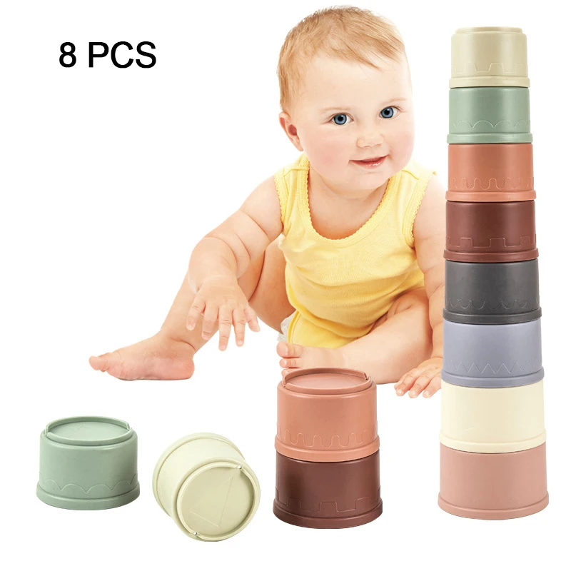 plush toys for babies Baby Bath Toys Stacking Cup Toys Colorful Early Educational Intelligence Gift Boat-shaped Stacked Cup Folding Tower Toys toys for baby and toddler	 Baby & Toddler Toys