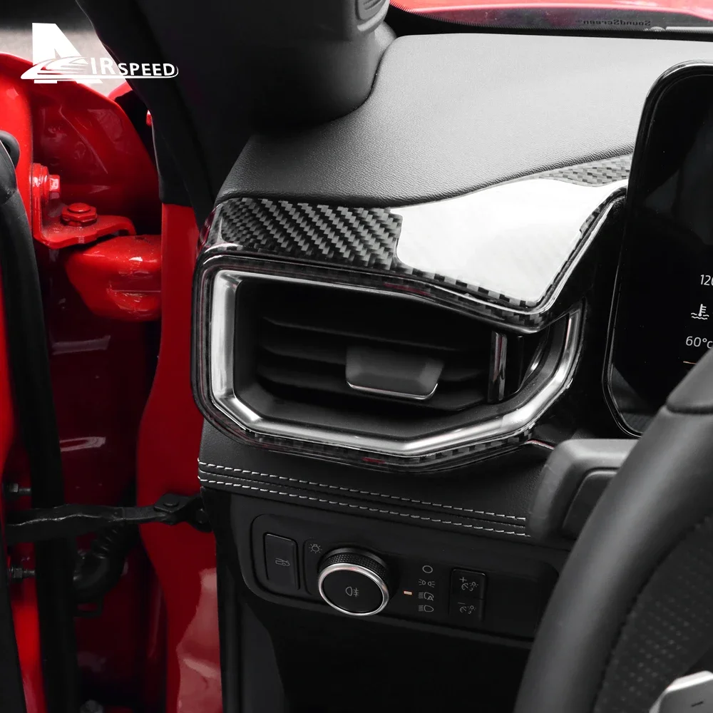 포드 머스탱 GT 다크 호스 EcoBoost 2024 2025 2026 LHD RHD 자동차 센터 콘솔 AC 콘센트 트림용 리얼 소프트 카본 파이버 스티커