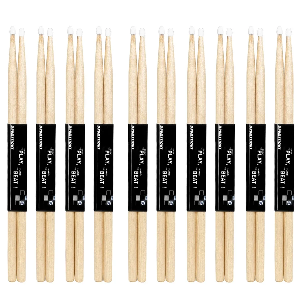 Drum Sticks 1/5/10 Pair Maple Wood Drum Sticks 5A 7A Electronic Drum Rack Nylon Tip Drumsticks Musical Sticks Percussion Instruments Parts
