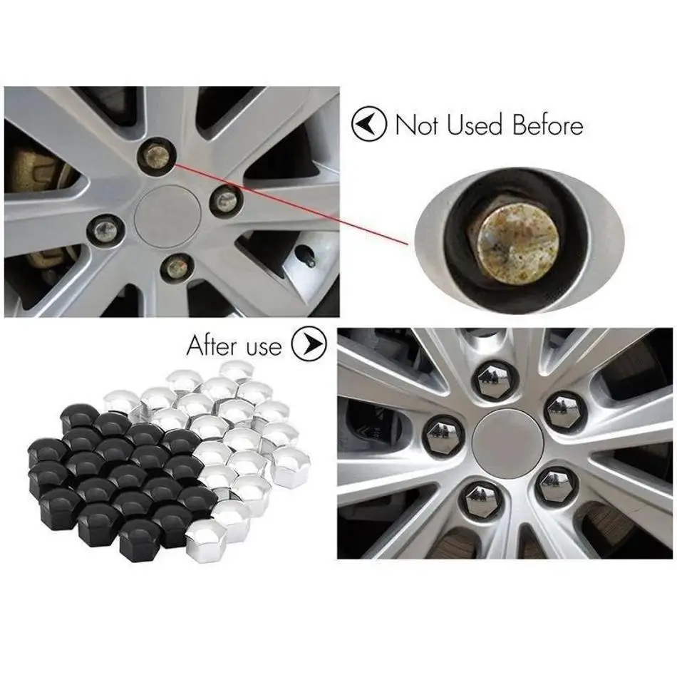 17mm Car Wheel Nut Caps - Anti-Rust Dustproof Rim Protection (20-Pack)
