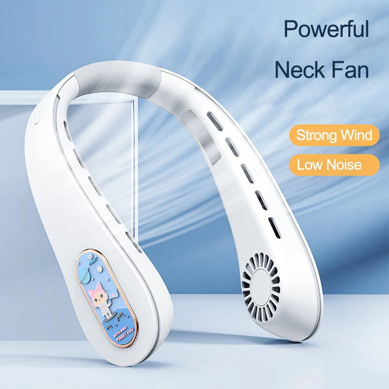 

New Portable Neck Fan High-Capacity Battery Low Noise Strong Wind Powerful Electric Fan USB Rechargeable Leafless Air Cooler Fan