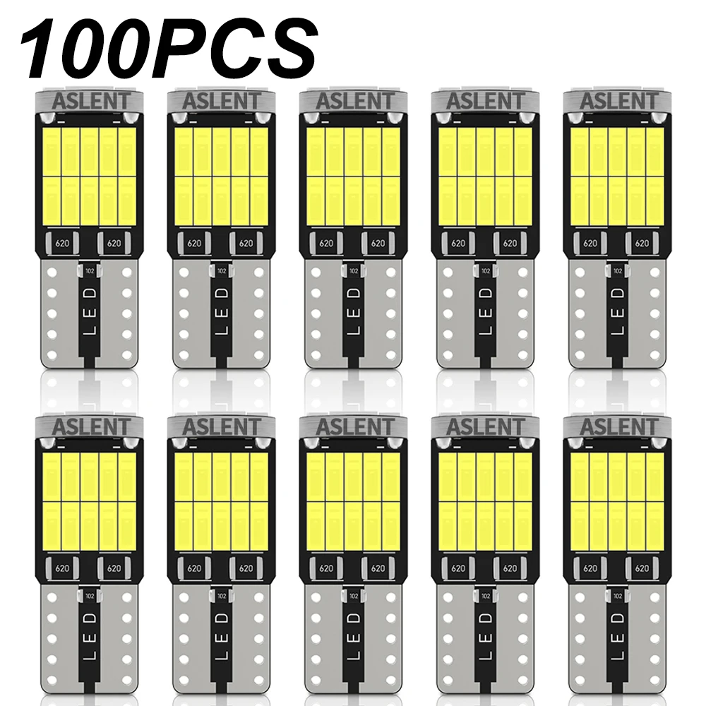 

100x W5W T10 Led Bulbs Canbus 4014 SMD 6000K 168 194 Led 5w5 Car Interior Dome Reading License Plate Light Signal Lamp White 12V