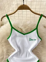 Foamlina Summer Spice Girl White Suspender Vest Bodysuit Top Women's Retro Slim and Skinny Sleeveless Bottom Jumpsuit Top - Image 2