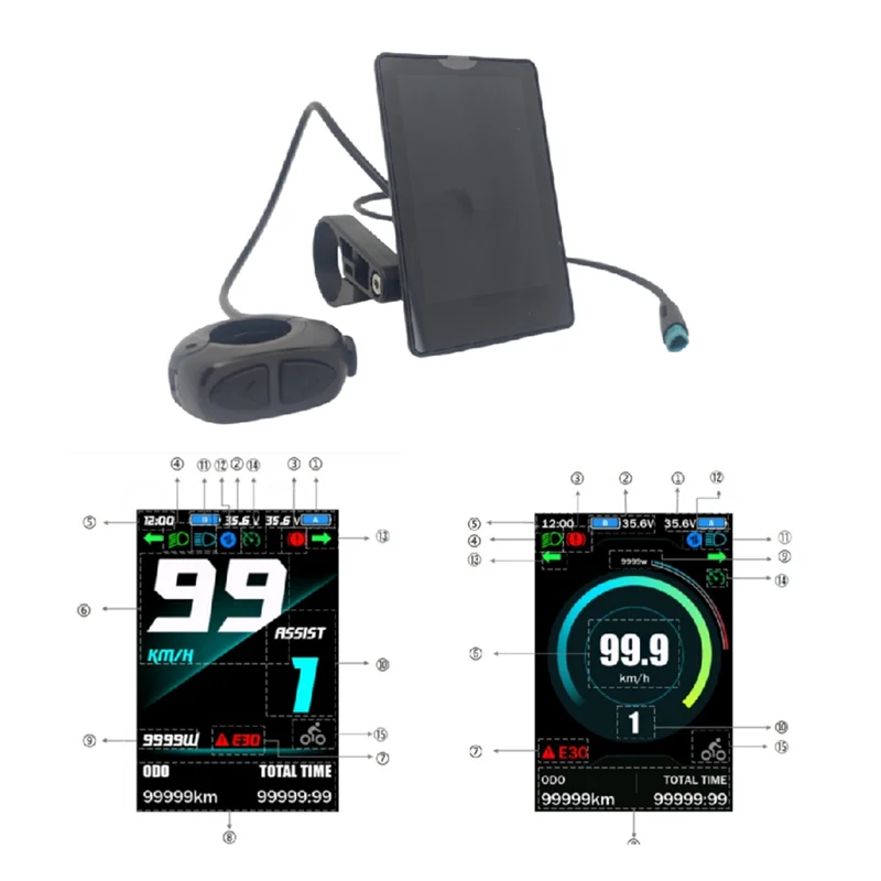 ABLB-DPC101 컬러 디스플레이 전기 자전거 (바팡 CAN 프로토콜 호환, M200 M300 M400 M500 M600 M510 M560 모터 호환)