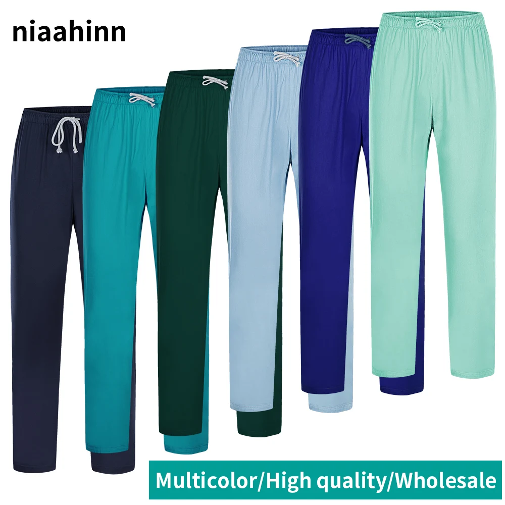 Elastic Waist Pants Nursing Uniform Medical Scrubs Pants Nurse Uniforms Lab Dust-proof Work Bottoms Scrubs Women