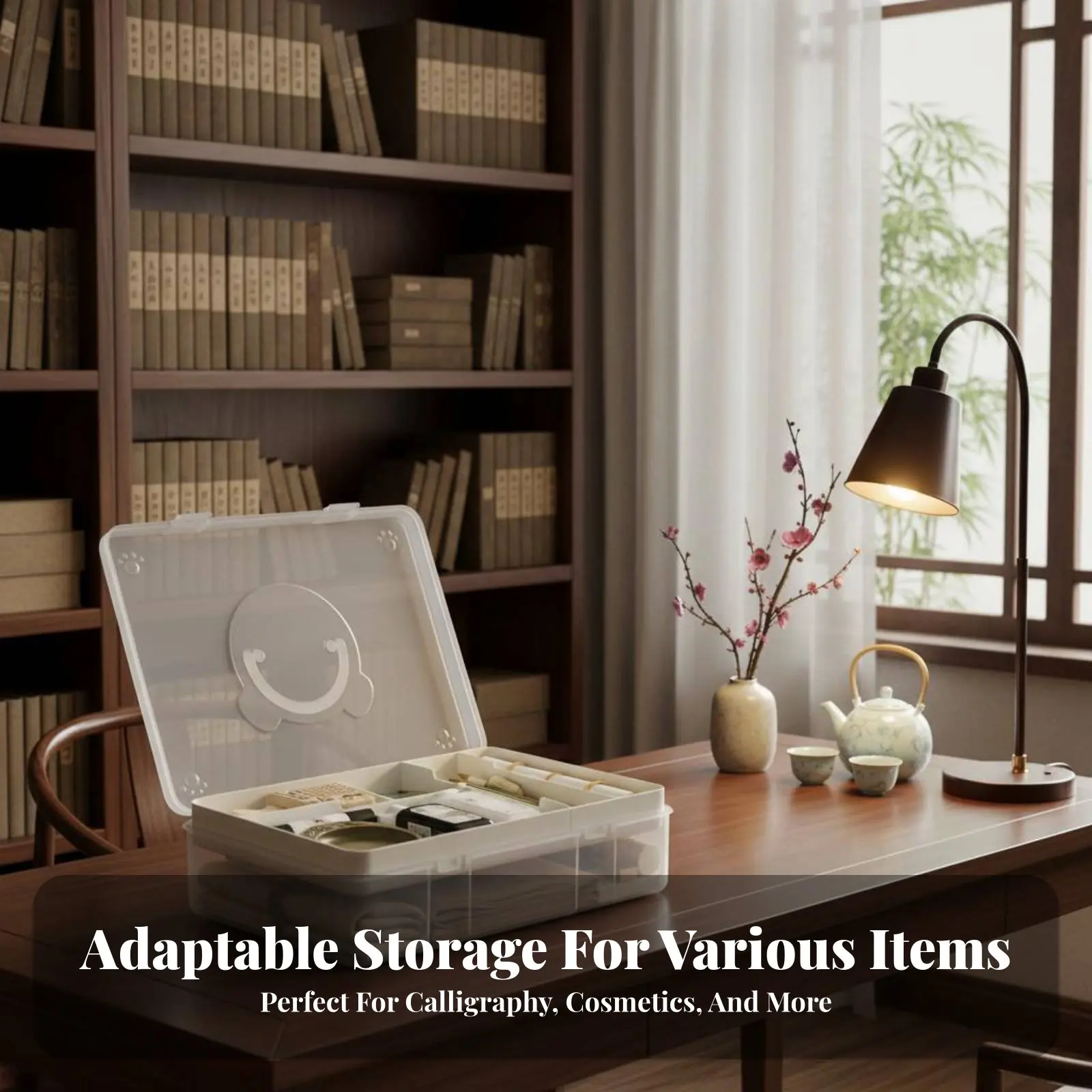 듀얼 레벨 캘리그래피 박스 더블티어 디자인 스탠드형 정리함 투명 프레임 캘리그래피스트를 위한 대용량