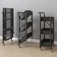 Foldable Storage Rack, Kitchen Small Cart, Portable with Rollers, Movable Bedroom Miscellaneous Sorting and Storage Rack 6