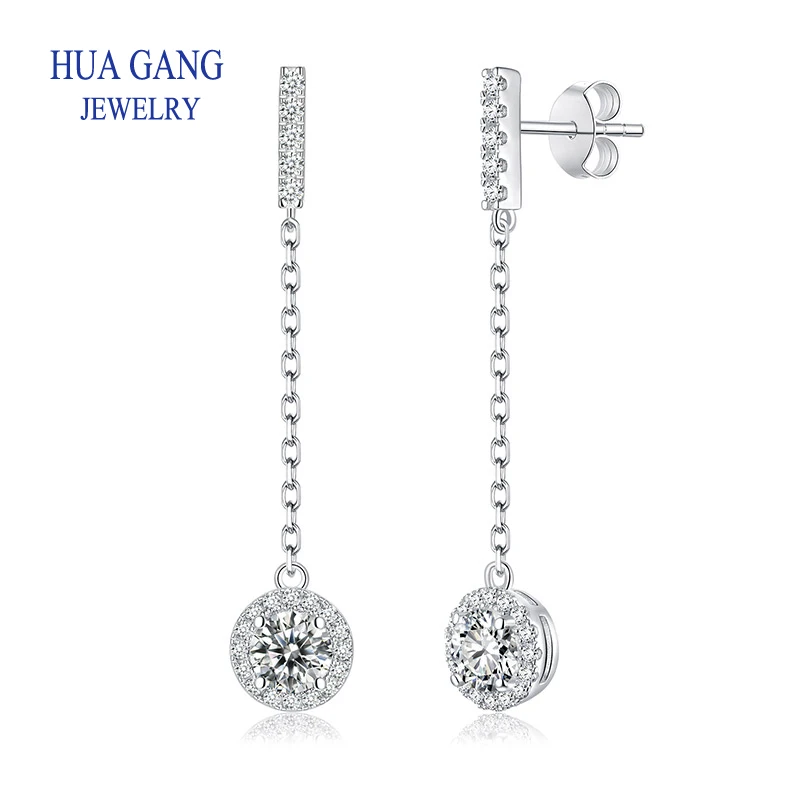 

D Color 1CT Moissanite Eardrop 925 Sterling Silver Earring For Jewelry Girl Valentine's Day Gift Women Men Wedding